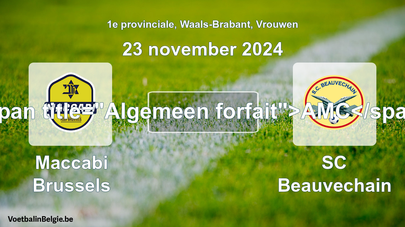 Algemeen forfait: Maccabi Brussels - SC Beauvechain (23 november 2024)