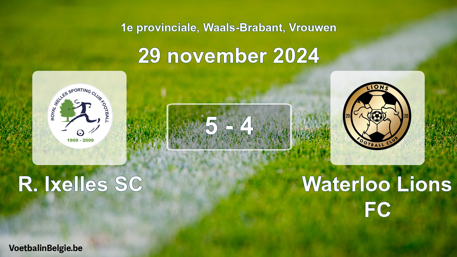 Gespeelde wedstrijd vrouwenvoetbal: R. Ixelles SC - Waterloo Lions FC 5 - 4 (29 november 2024)