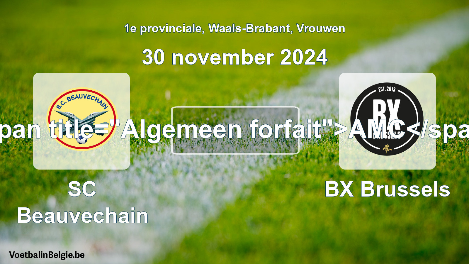 Allgemeines Forfait: SC Beauvechain - BX Brussels (30 November 2024)
