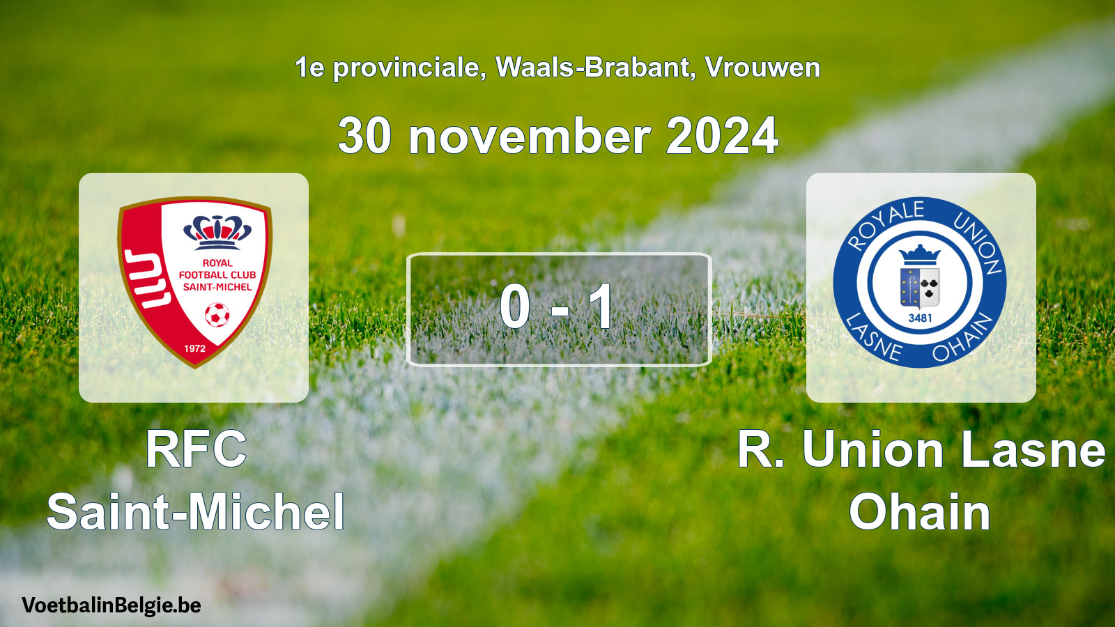 Gespeelde wedstrijd vrouwenvoetbal: RFC Saint-Michel - R. Union Lasne Ohain 0 - 1 (30 november 2024)