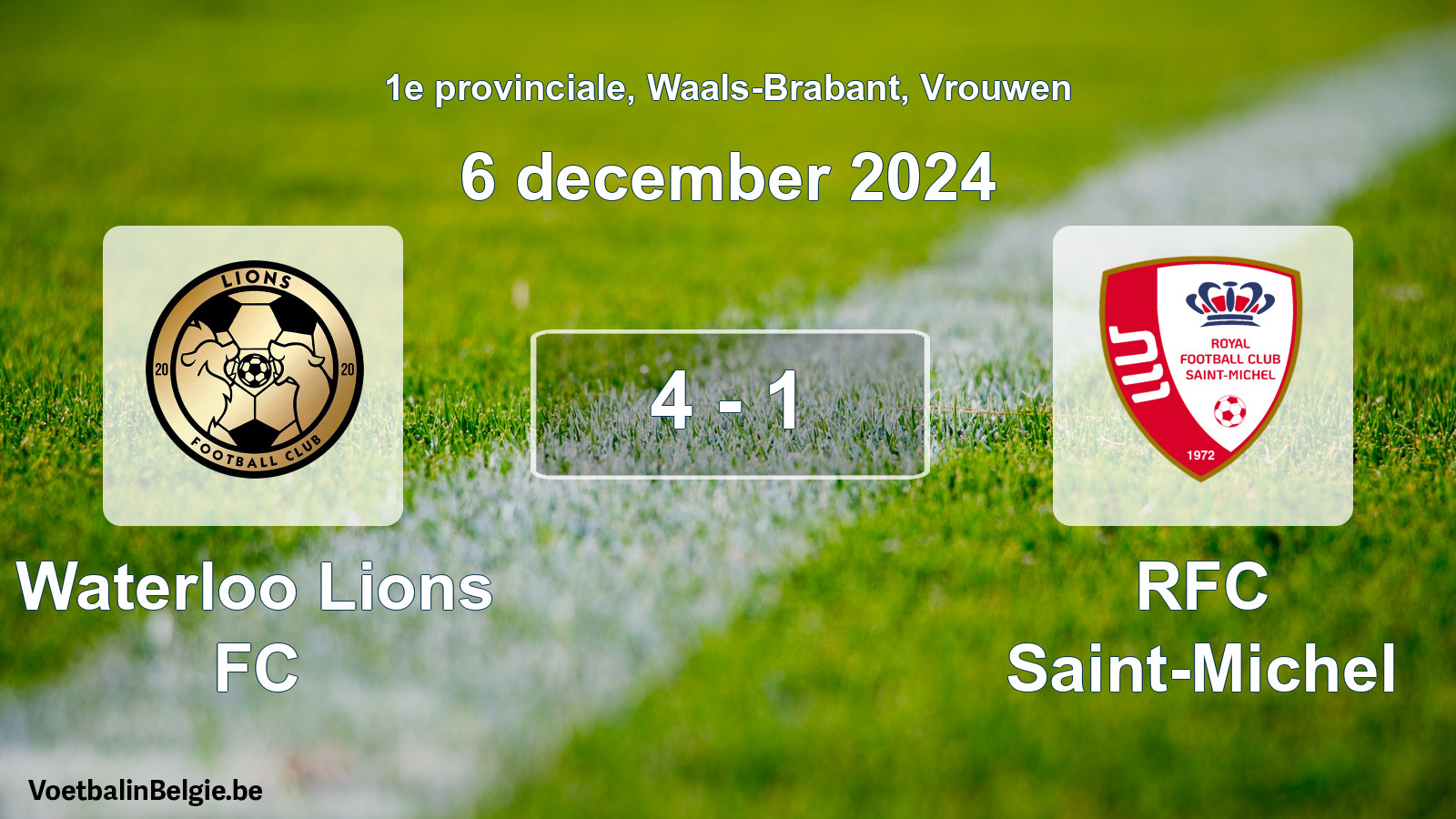 Gespeelde wedstrijd vrouwenvoetbal: Waterloo Lions FC - RFC Saint-Michel 4 - 1 (6 december 2024)