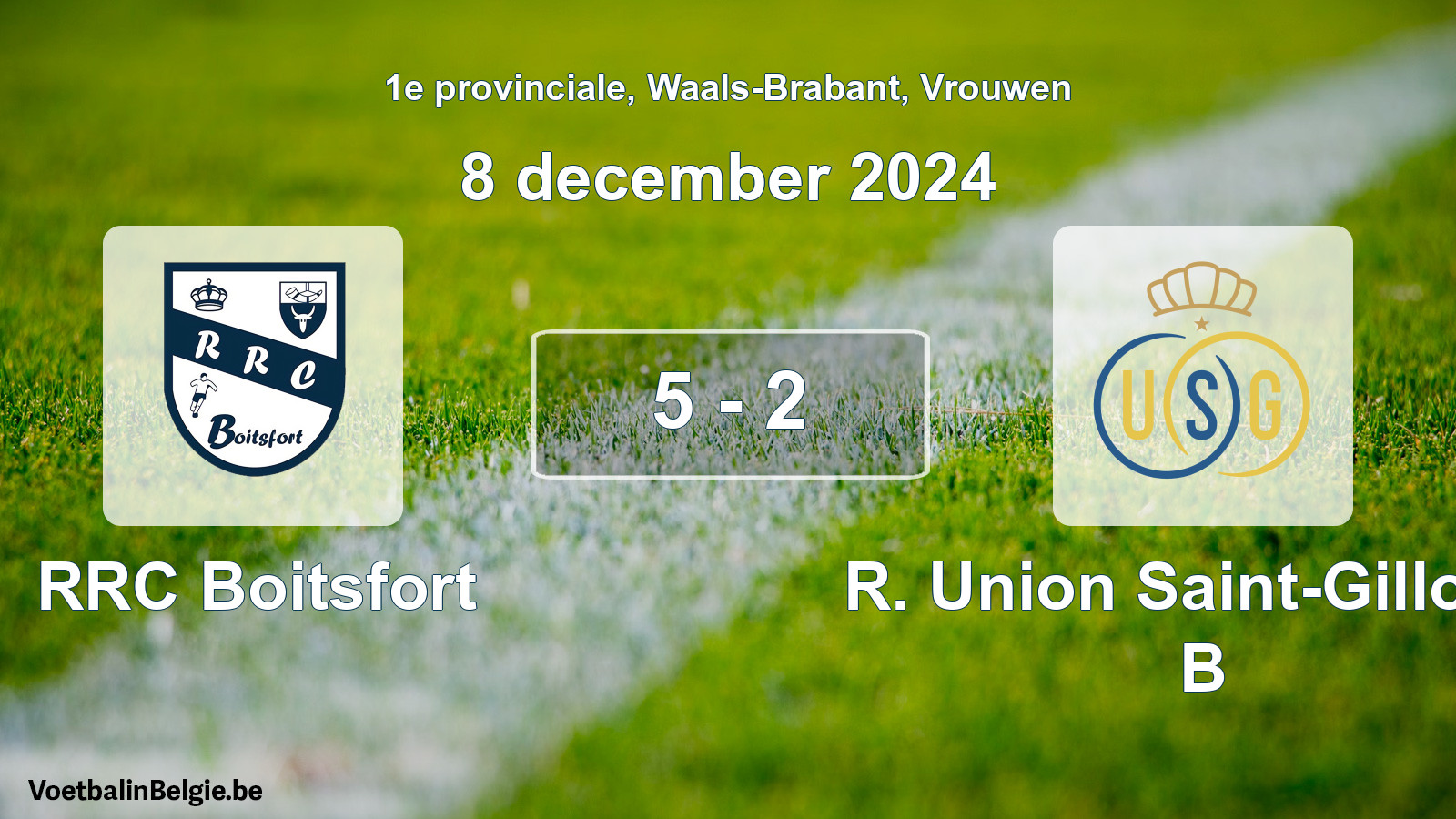 Gespeelde wedstrijd vrouwenvoetbal: RRC Boitsfort - R. Union Saint-Gilloise B 5 - 2 (8 december 2024)