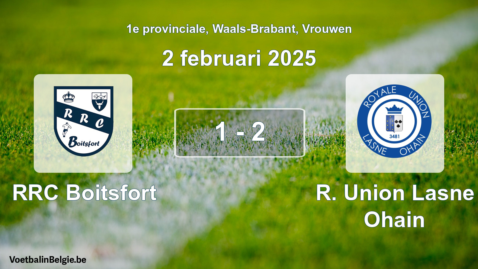 Gespeelde wedstrijd vrouwenvoetbal: RRC Boitsfort - R. Union Lasne Ohain 1 - 2 (2 februari 2025)
