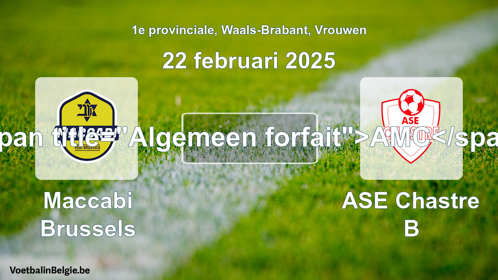 Allgemeines Forfait: Maccabi Brussels - ASE Chastre B (22 Februar 2025)