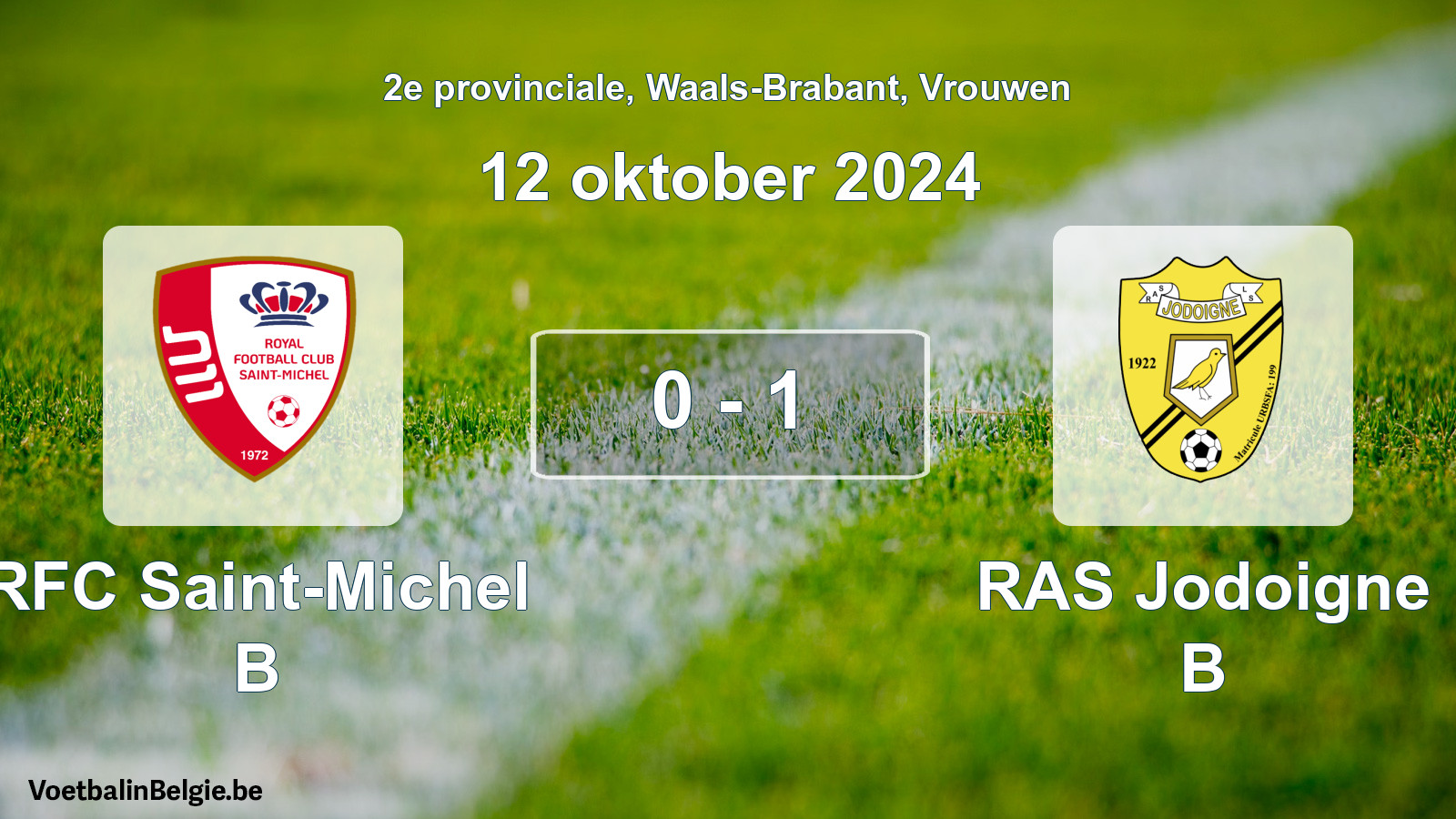 Gespeelde wedstrijd vrouwenvoetbal: RFC Saint-Michel B - RAS Jodoigne B 0 - 1 (12 oktober 2024)