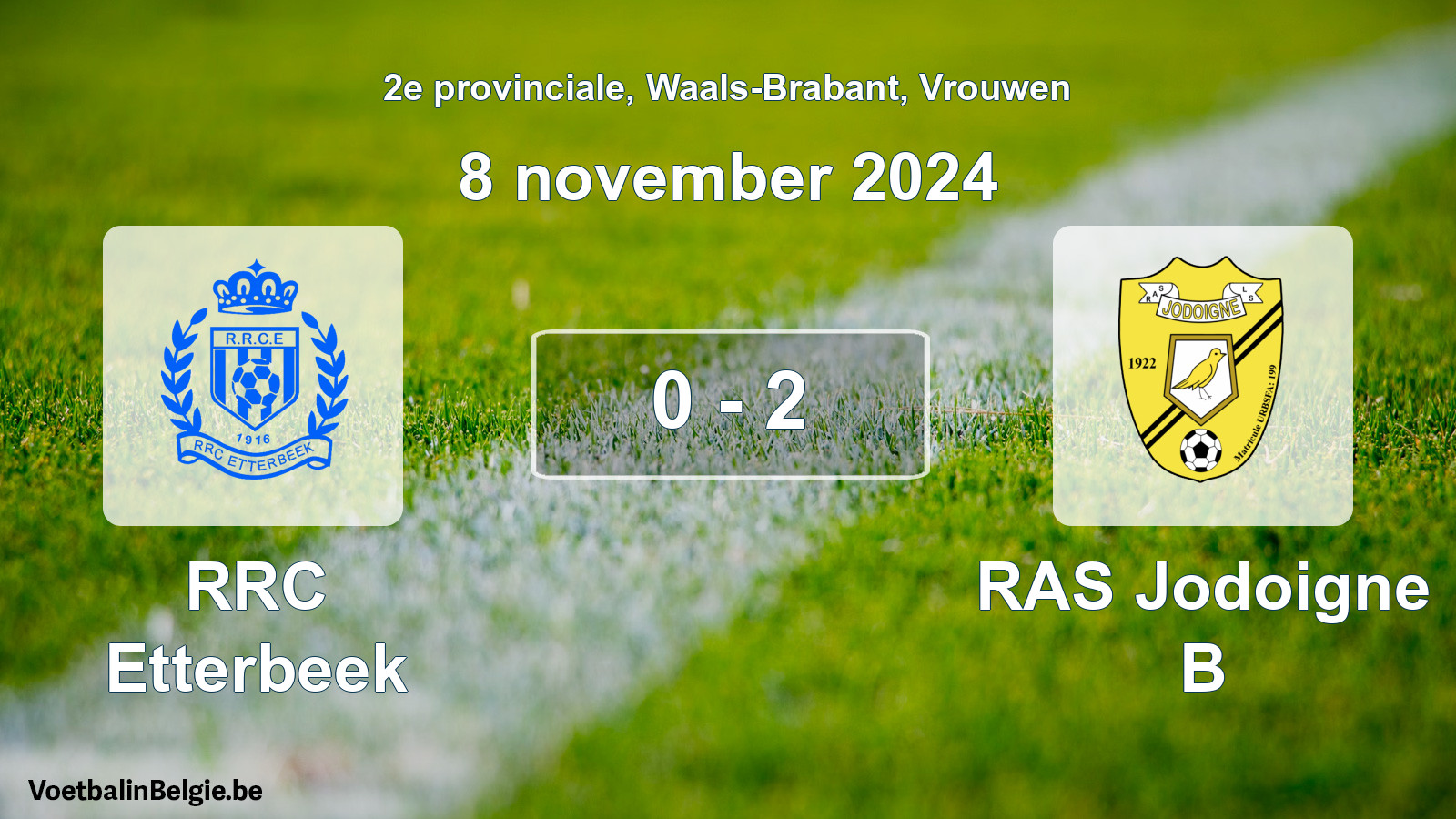 Gespeelde wedstrijd vrouwenvoetbal: RRC Etterbeek - RAS Jodoigne B 0 - 2 (8 november 2024)
