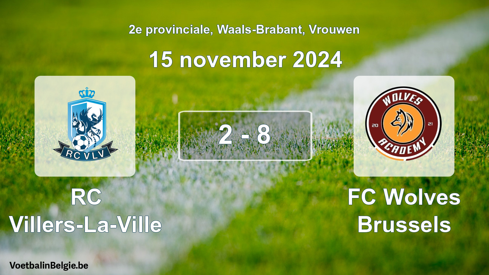 Gespieltes Spiel frauen-Fußball: RC Villers-La-Ville - FC Wolves Brussels 2 - 8 (15 November 2024)
