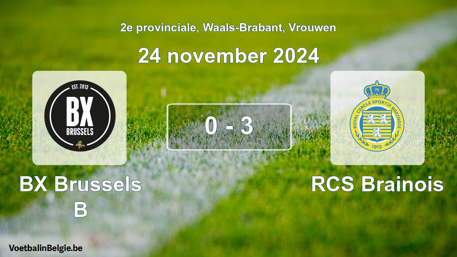Gespeelde wedstrijd vrouwenvoetbal: BX Brussels B - RCS Brainois 0 - 3 (24 november 2024)