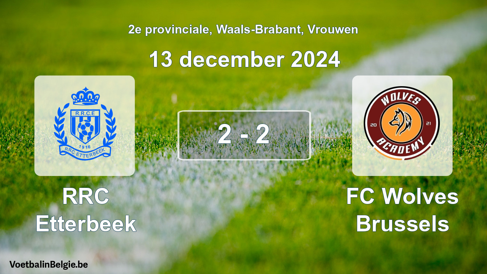 Played match women football: RRC Etterbeek - FC Wolves Brussels 2 - 2 (13 December 2024)