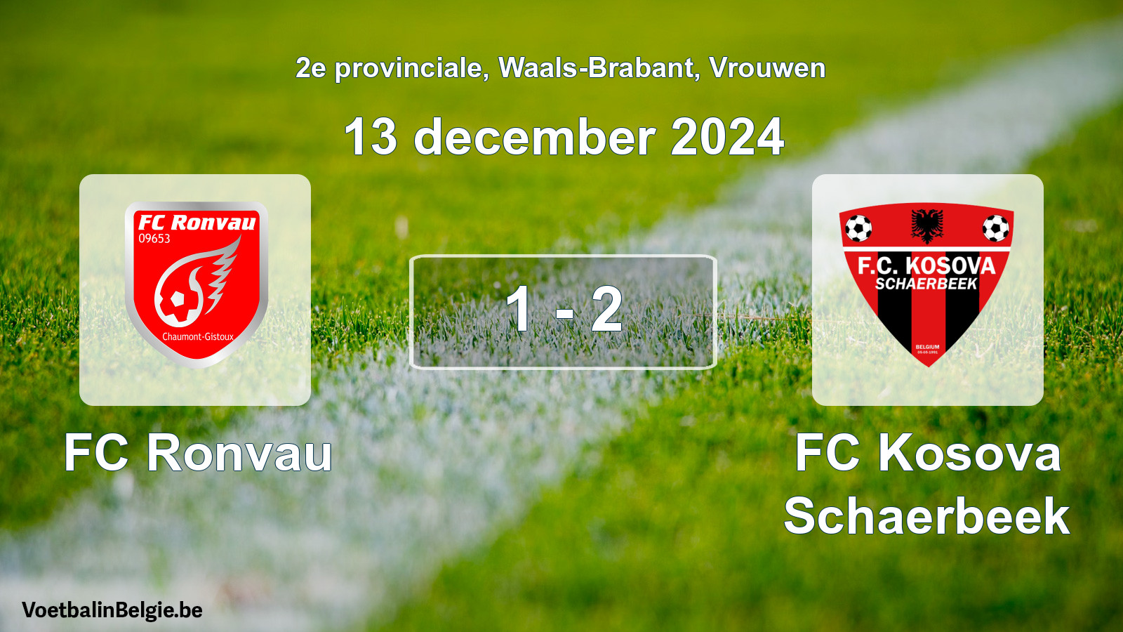 Played match women football: FC Ronvau - FC Kosova Schaerbeek 1 - 2 (13 December 2024)