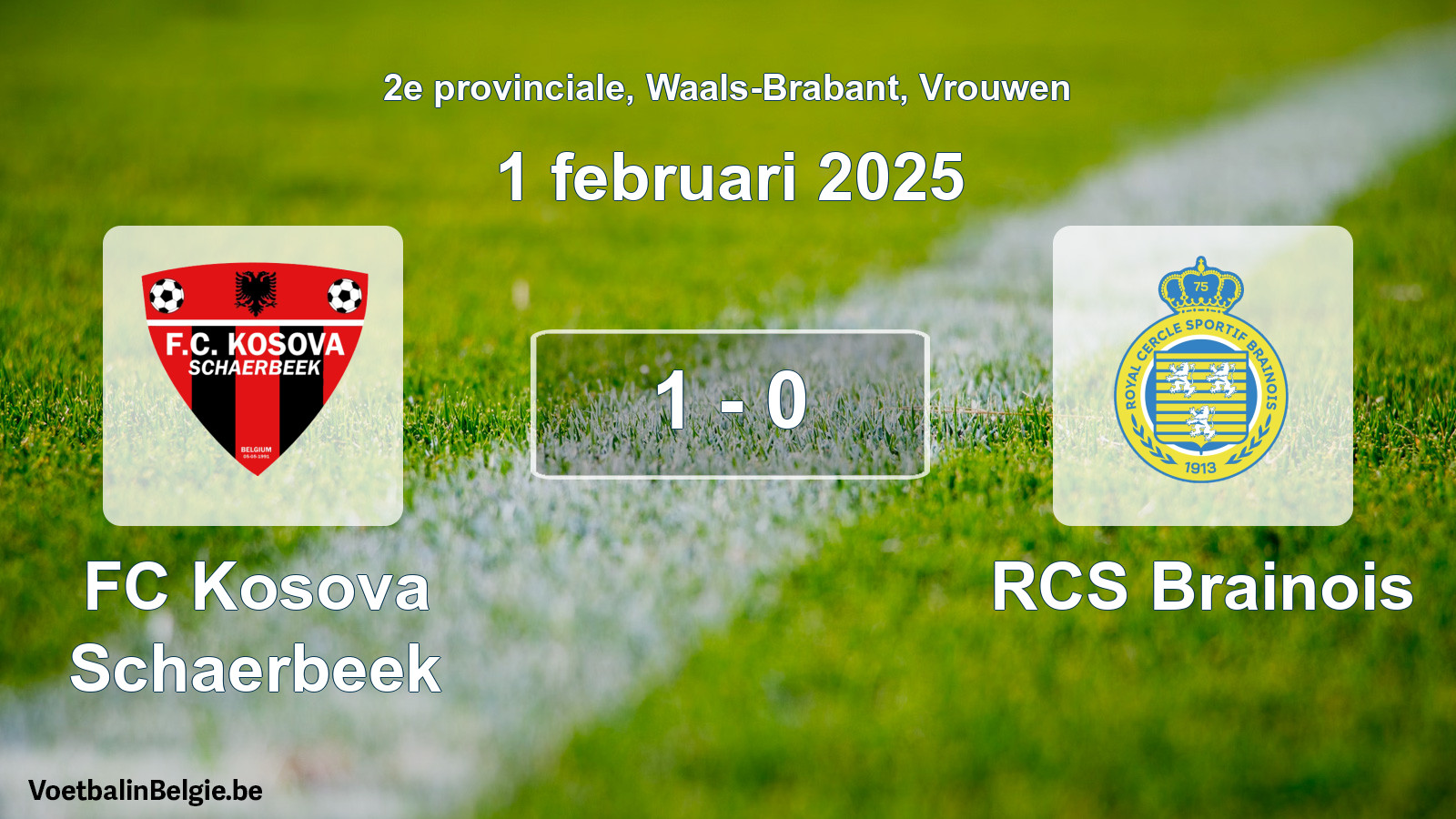 Played match women football: FC Kosova Schaerbeek - RCS Brainois 1 - 0 (1 February 2025)