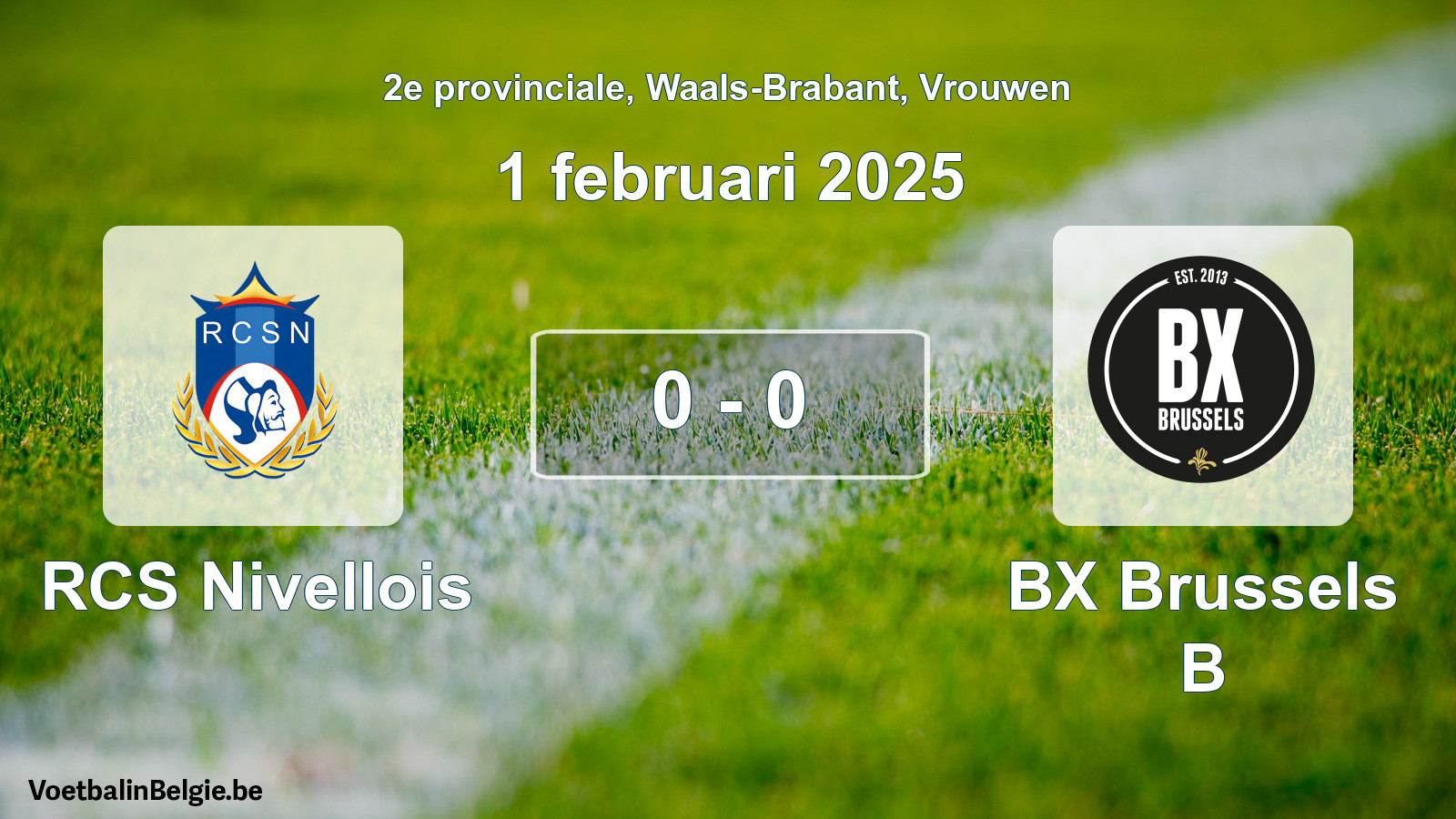 Gespeelde wedstrijd vrouwenvoetbal: RCS Nivellois - BX Brussels B 0 - 0 (1 februari 2025)