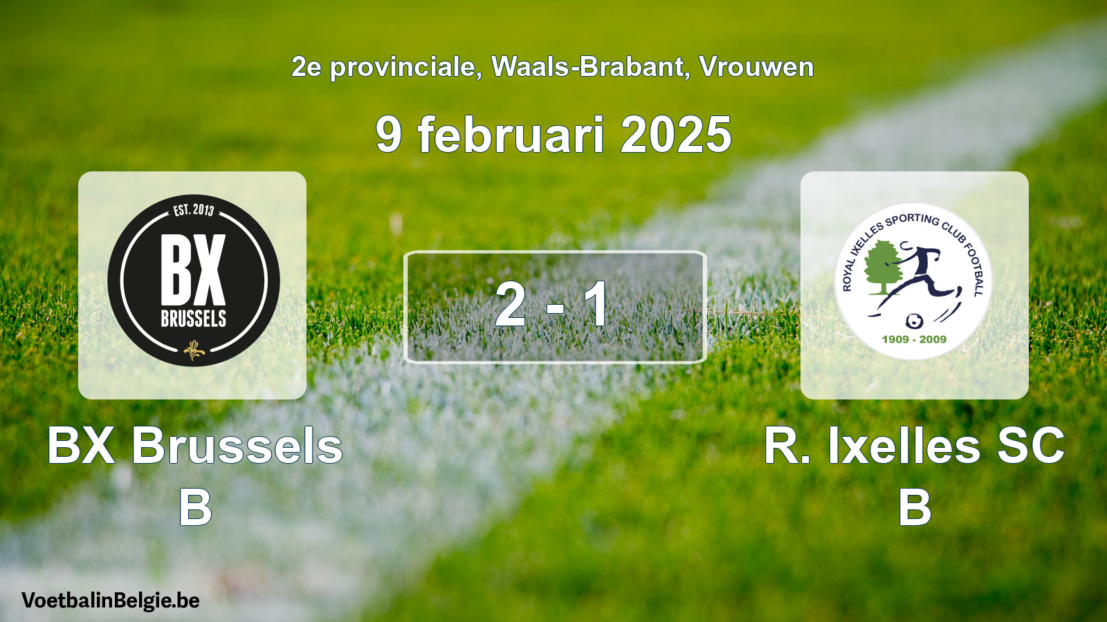 Gespeelde wedstrijd vrouwenvoetbal: BX Brussels B - R. Ixelles SC B 2 - 1 (9 februari 2025)