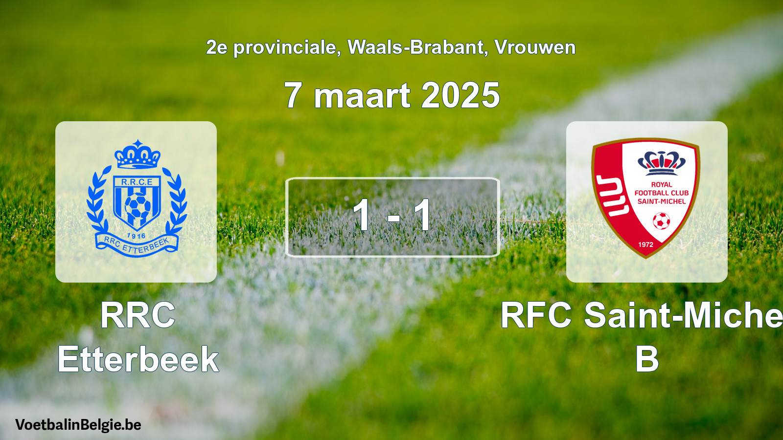 Gespeelde wedstrijd vrouwenvoetbal: RRC Etterbeek - RFC Saint-Michel B 1 - 1 (7 maart 2025)