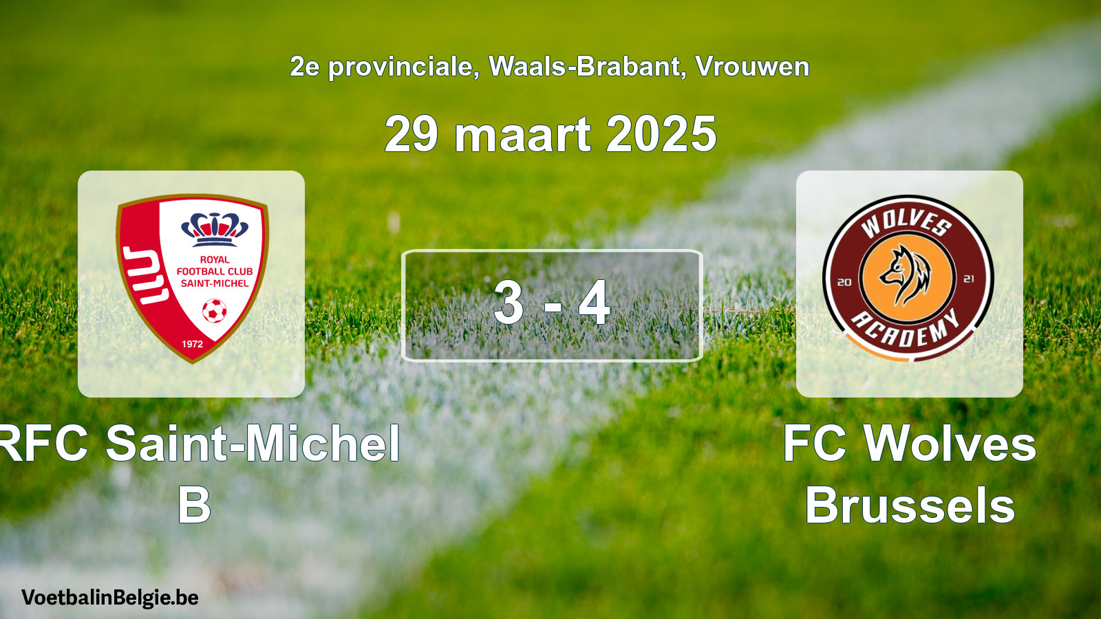 Gespeelde wedstrijd vrouwenvoetbal: RFC Saint-Michel B - FC Wolves Brussels 3 - 4 (29 maart 2025)