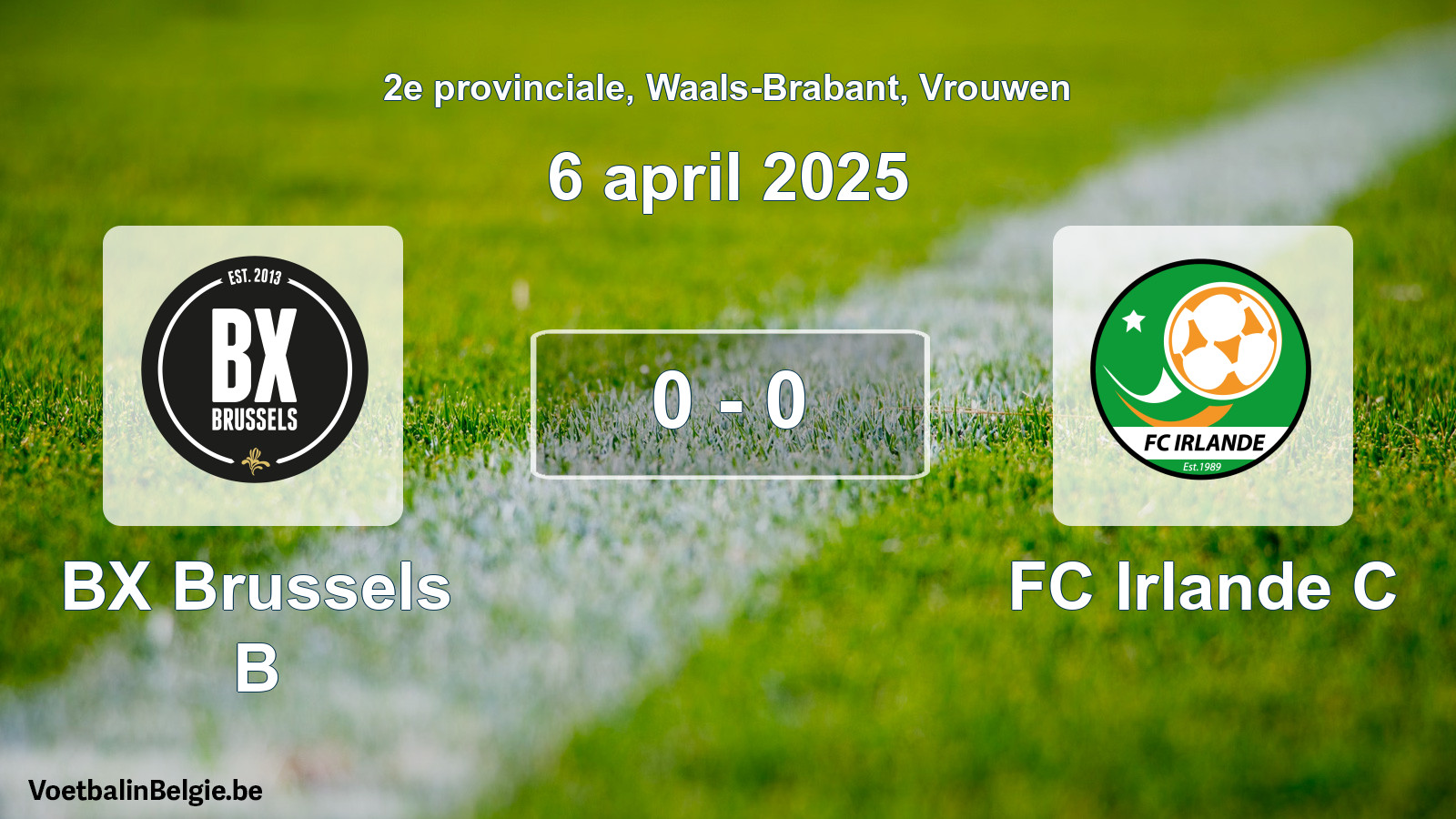 Gespeelde wedstrijd vrouwenvoetbal: BX Brussels B - FC Irlande C 0 - 0 (6 april 2025)