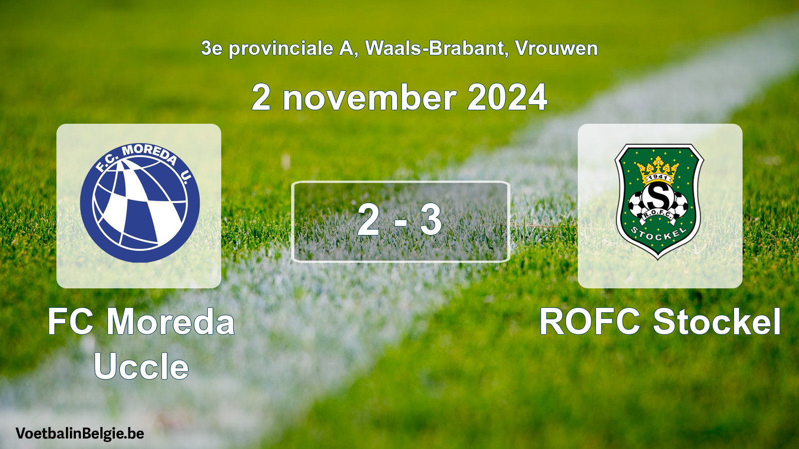 Gespeelde wedstrijd vrouwenvoetbal: FC Moreda Uccle - ROFC Stockel 2 - 3 (2 november 2024)