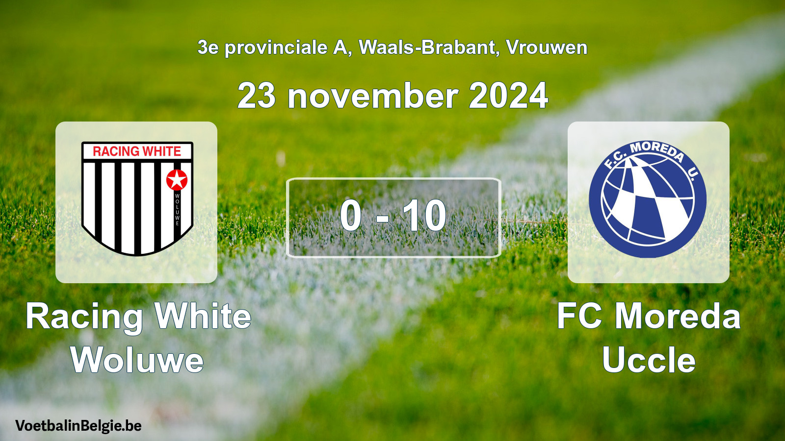 Gespeelde wedstrijd vrouwenvoetbal: Racing White Woluwe - FC Moreda Uccle 0 - 10 (23 november 2024)