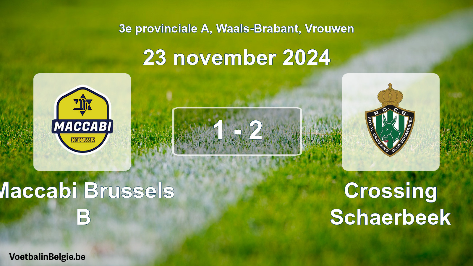 Gespeelde wedstrijd vrouwenvoetbal: Maccabi Brussels B - Crossing Schaerbeek 1 - 2 (23 november 2024)