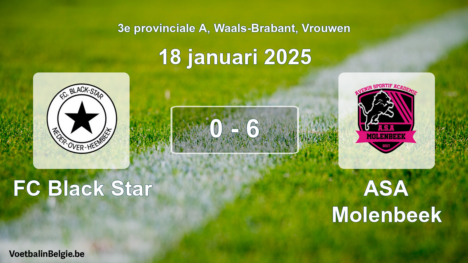 Gespeelde wedstrijd vrouwenvoetbal: FC Black Star - ASA Molenbeek 0 - 6 (18 januari 2025)