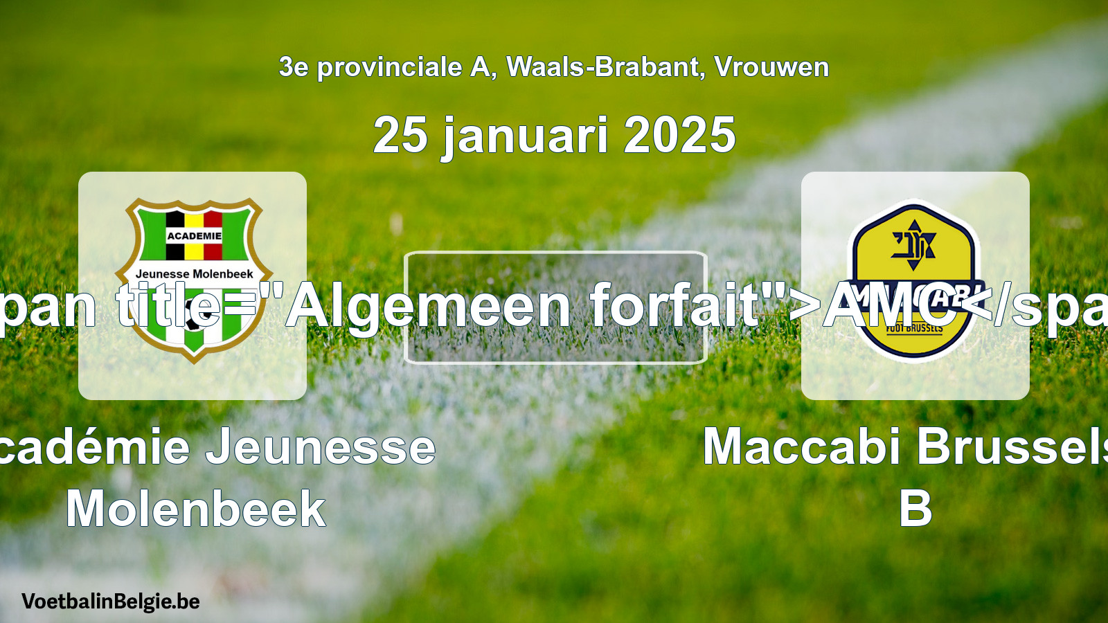 Allgemeines Forfait: Académie Jeunesse Molenbeek - Maccabi Brussels B (25 Januar 2025)