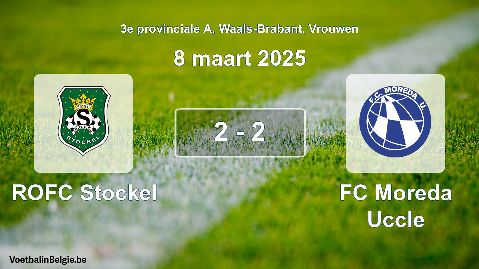 Gespeelde wedstrijd vrouwenvoetbal: ROFC Stockel - FC Moreda Uccle 2 - 2 (8 maart 2025)
