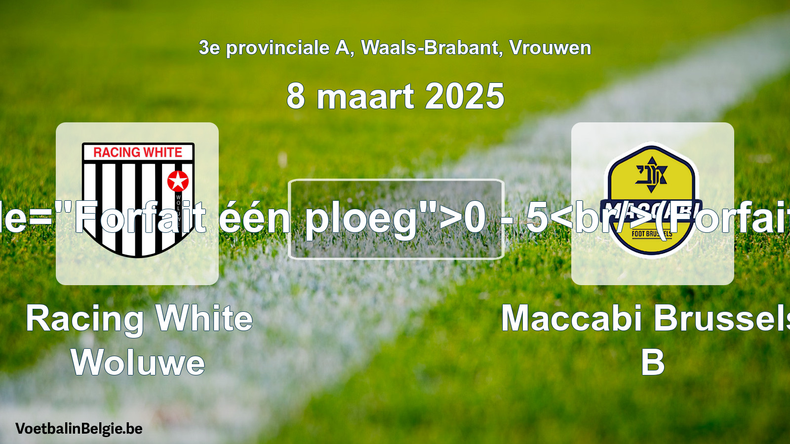 Forfeited: Racing White Woluwe - Maccabi Brussels B 0 - 5 (8 March 2025)