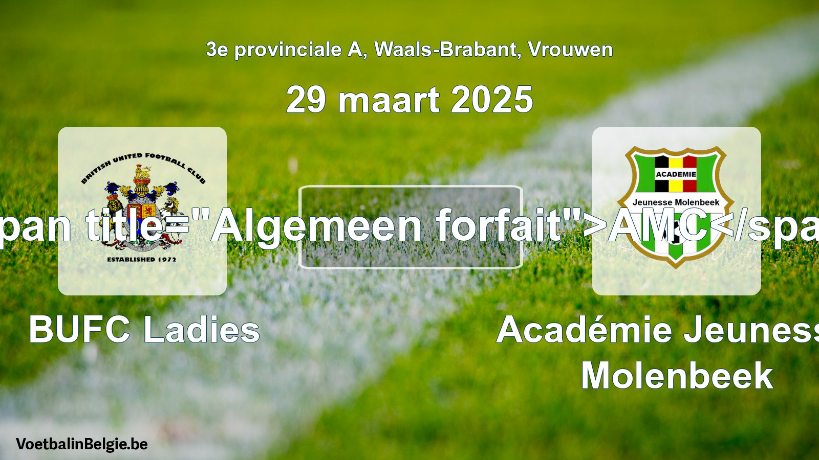 Allgemeines Forfait: BUFC Ladies - Académie Jeunesse Molenbeek (29 März 2025)