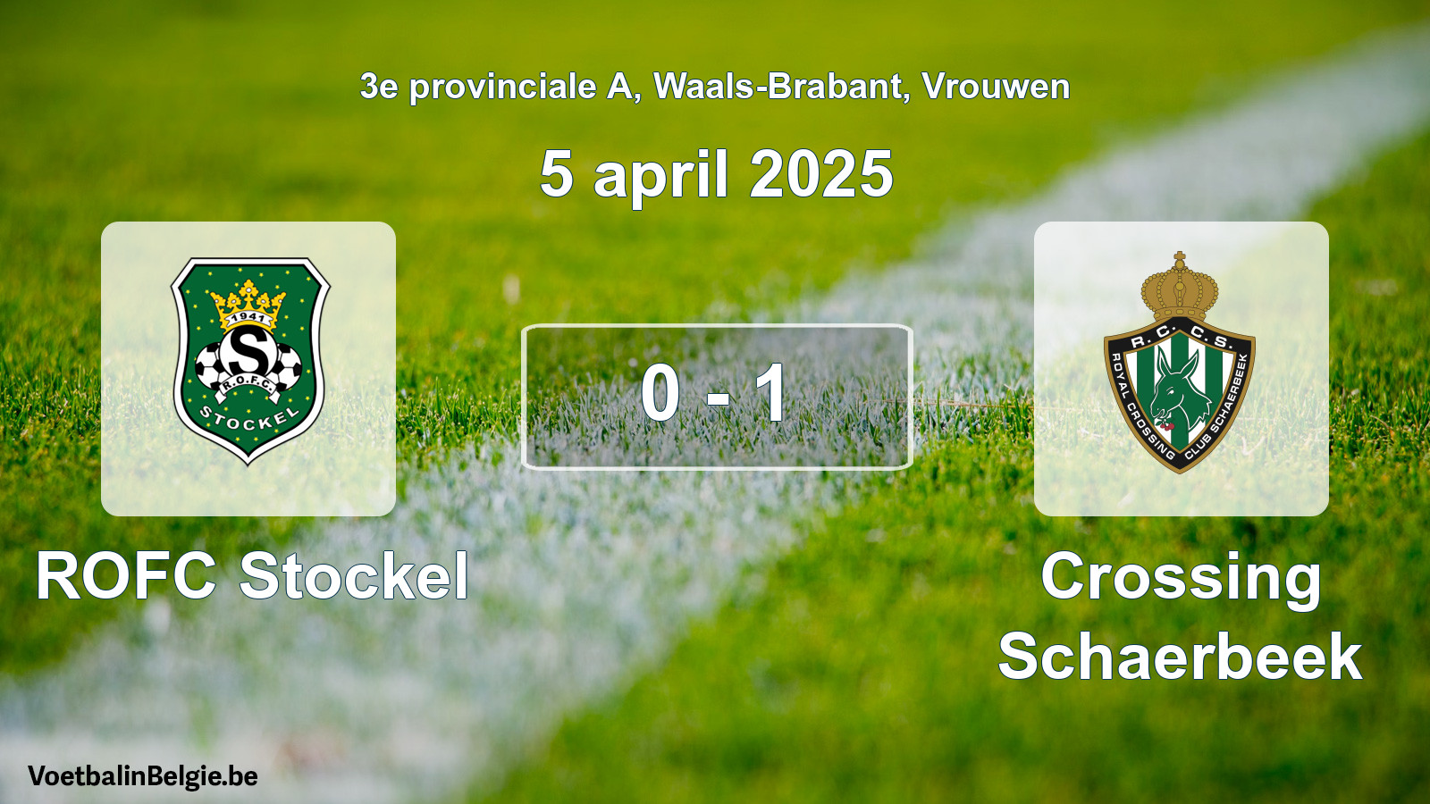 Gespeelde wedstrijd vrouwenvoetbal: ROFC Stockel - Crossing Schaerbeek 0 - 1 (5 april 2025)
