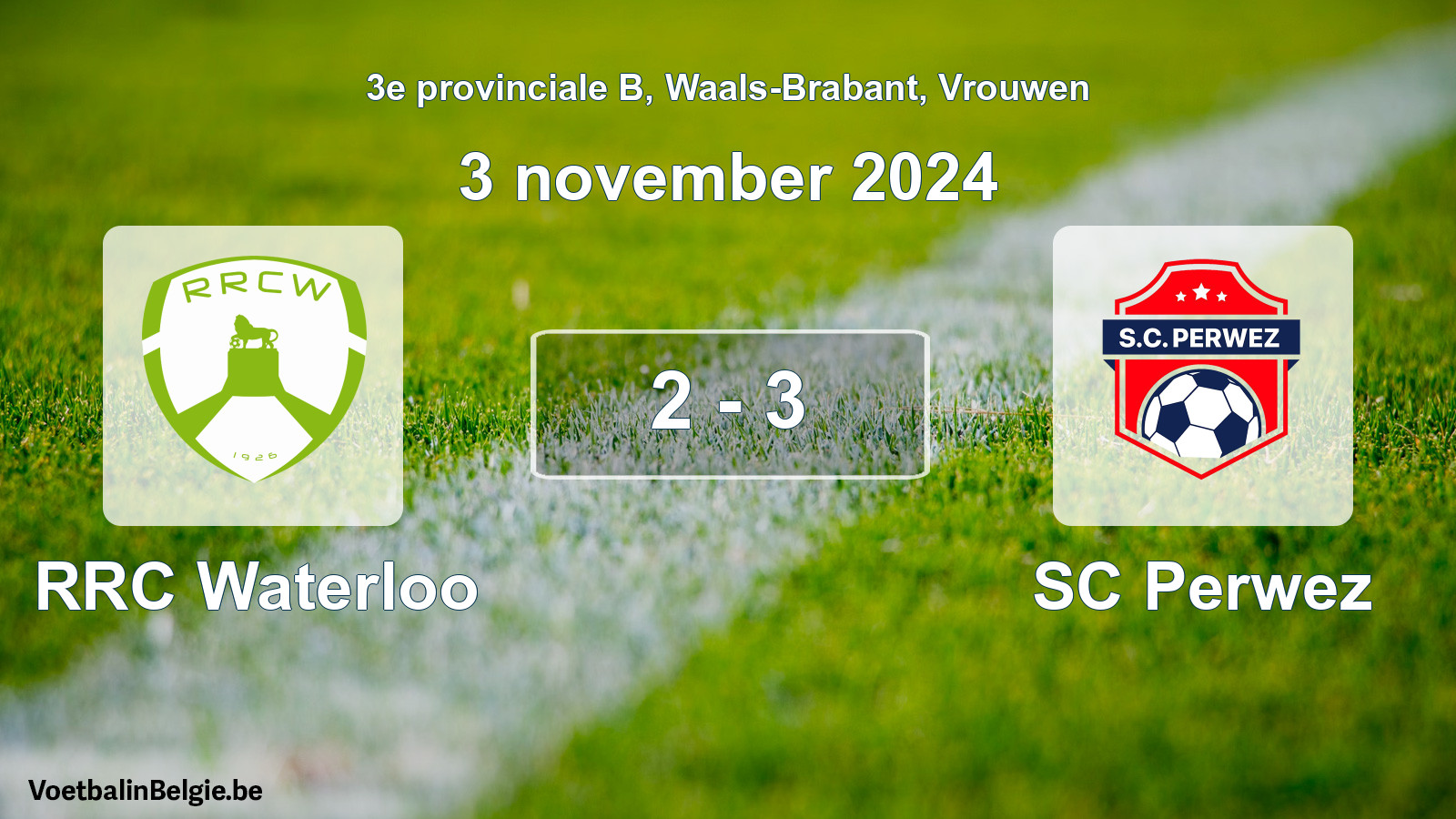 Gespeelde wedstrijd vrouwenvoetbal: RRC Waterloo - SC Perwez 2 - 3 (3 november 2024)
