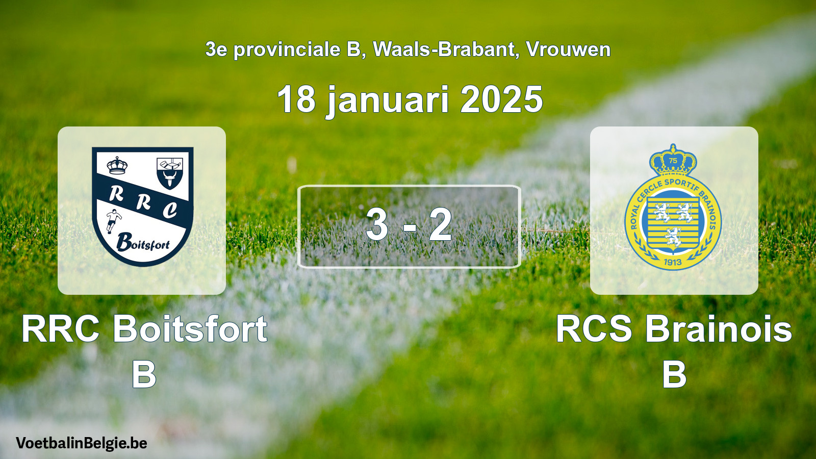 Gespeelde wedstrijd vrouwenvoetbal: RRC Boitsfort B - RCS Brainois B 3 - 2 (18 januari 2025)