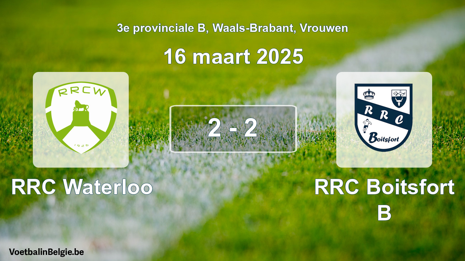 Gespeelde wedstrijd vrouwenvoetbal: RRC Waterloo - RRC Boitsfort B 2 - 2 (16 maart 2025)