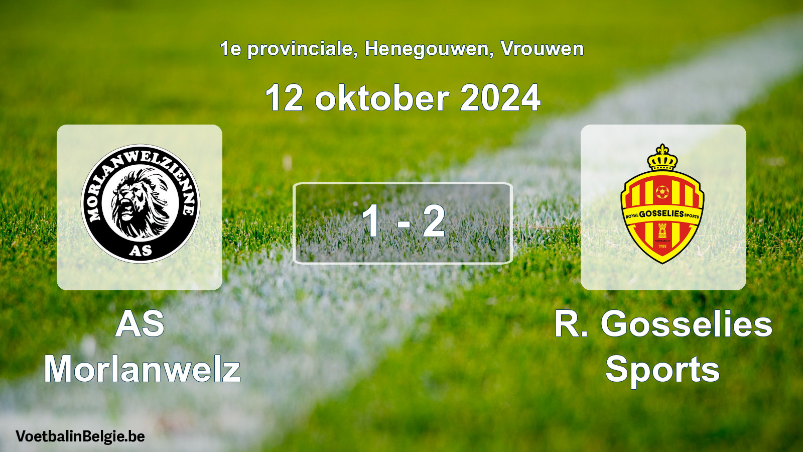 Gespeelde wedstrijd vrouwenvoetbal: AS Morlanwelz - R. Gosselies Sports 1 - 2 (12 oktober 2024)