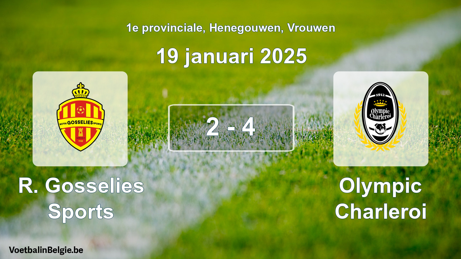 Gespeelde wedstrijd vrouwenvoetbal: R. Gosselies Sports - Olympic Charleroi 2 - 4 (19 januari 2025)