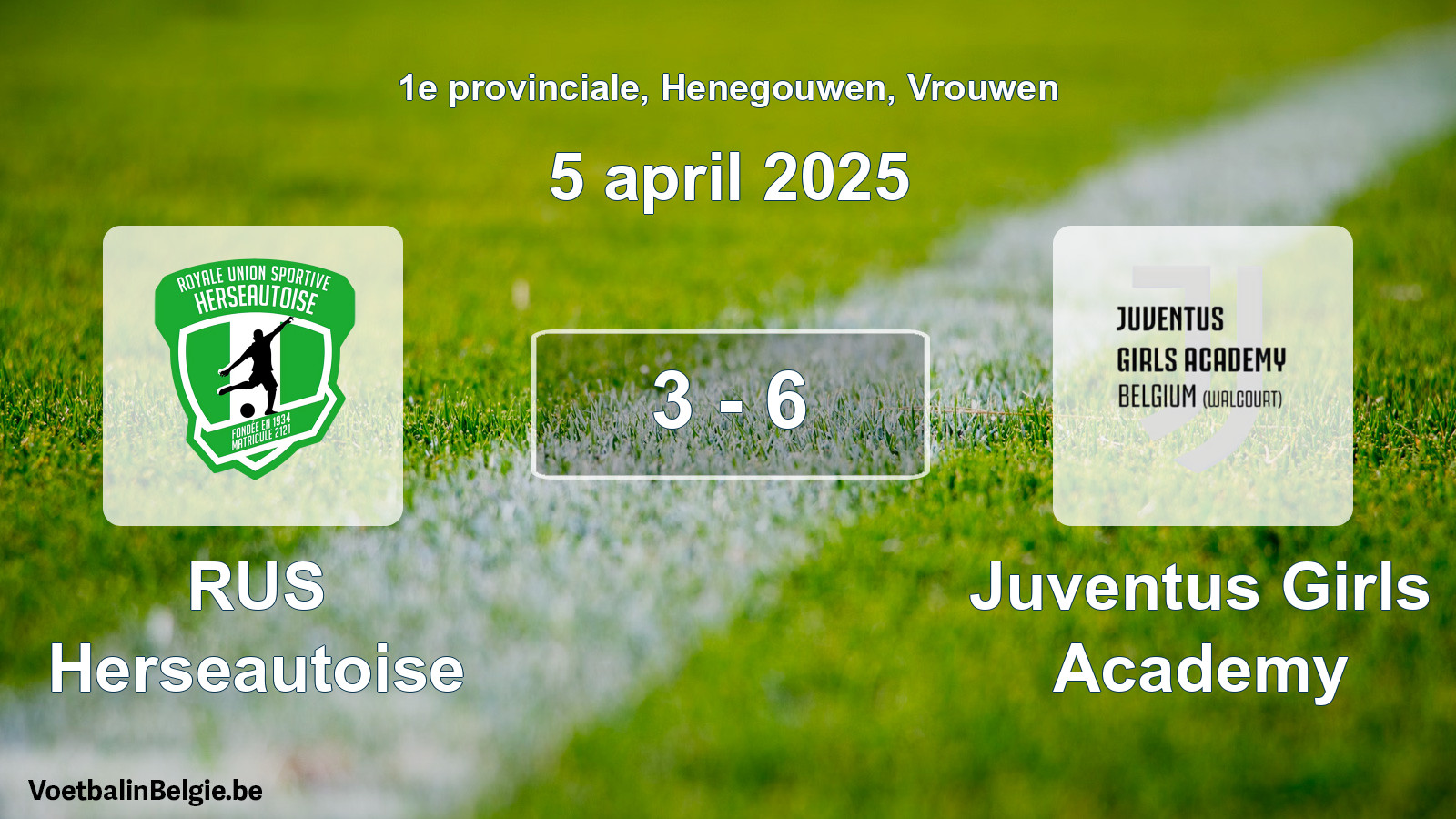 Gespieltes Spiel frauen-Fußball: RUS Herseautoise - Juventus Girls Academy 3 - 6 (5 April 2025)