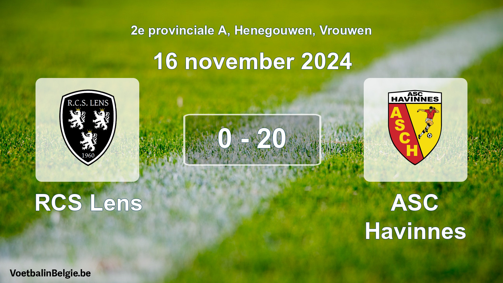 Gespeelde wedstrijd vrouwenvoetbal: RCS Lens - ASC Havinnes 0 - 20 (16 november 2024)