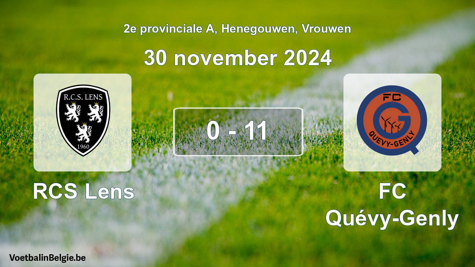 Gespeelde wedstrijd vrouwenvoetbal: RCS Lens - FC Quévy-Genly 0 - 11 (30 november 2024)