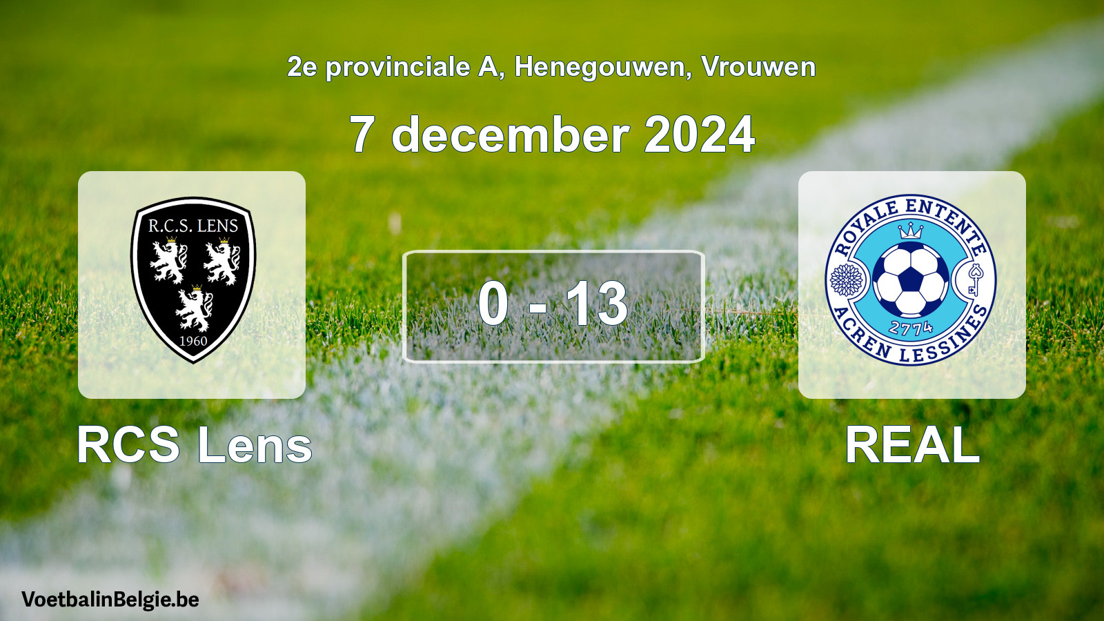Gespeelde wedstrijd vrouwenvoetbal: RCS Lens - REAL 0 - 13 (7 december 2024)