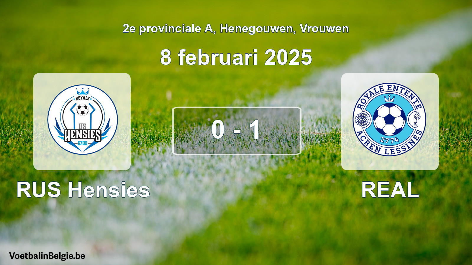 Gespeelde wedstrijd vrouwenvoetbal: RUS Hensies - REAL 0 - 1 (8 februari 2025)