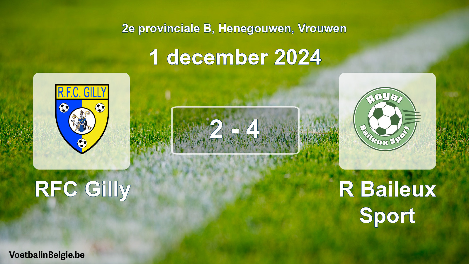 Gespeelde wedstrijd vrouwenvoetbal: RFC Gilly - R Baileux Sport 2 - 4 (1 december 2024)