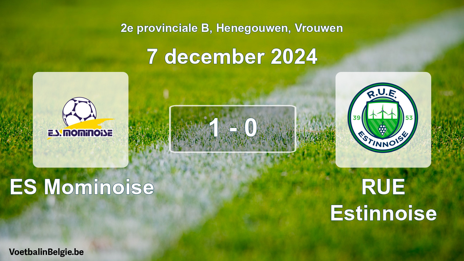 Gespeelde wedstrijd vrouwenvoetbal: ES Mominoise - RUE Estinnoise 1 - 0 (7 december 2024)