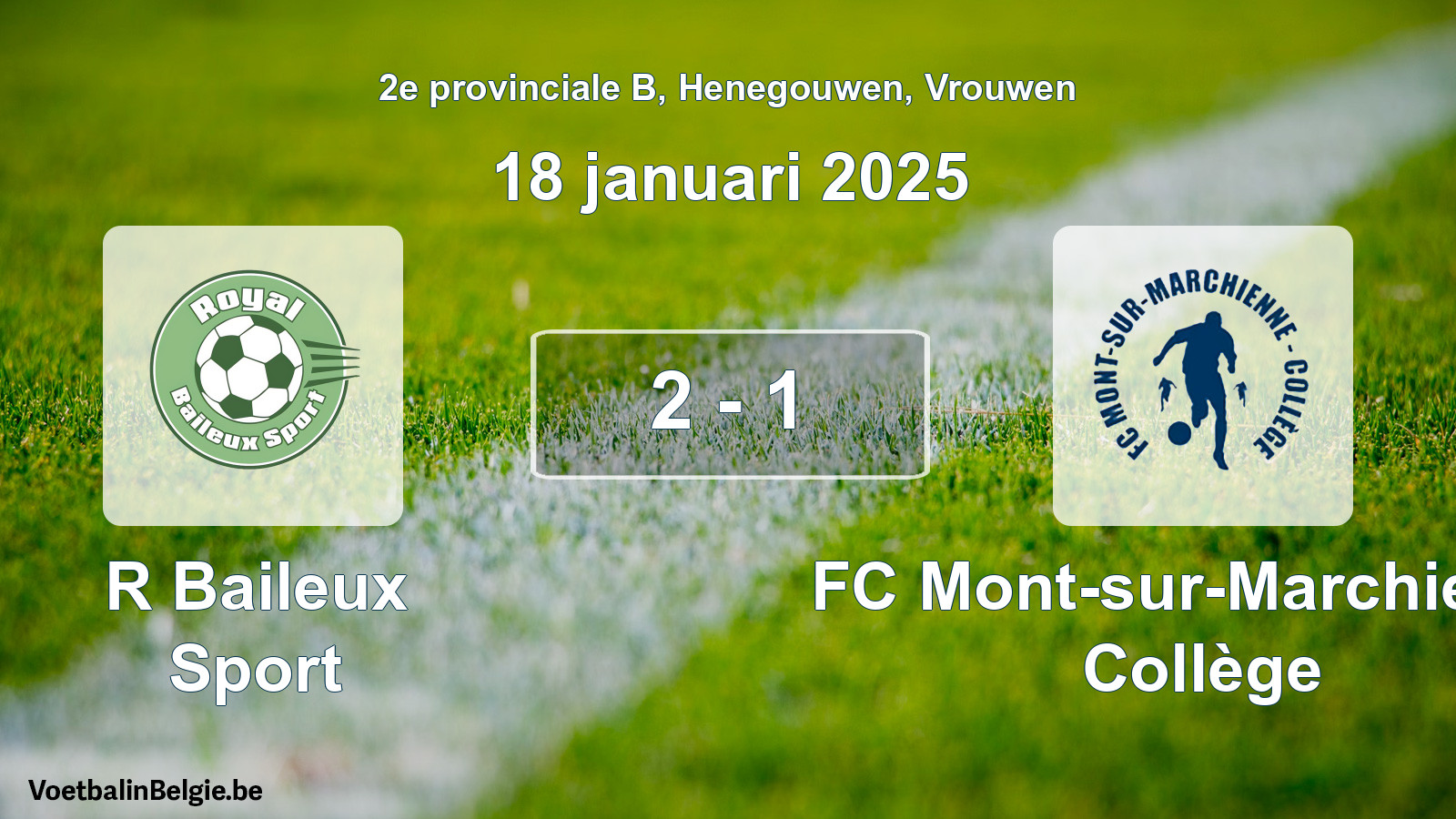 Gespeelde wedstrijd vrouwenvoetbal: R Baileux Sport - FC Mont-sur-Marchienne Collège 2 - 1 (18 januari 2025)