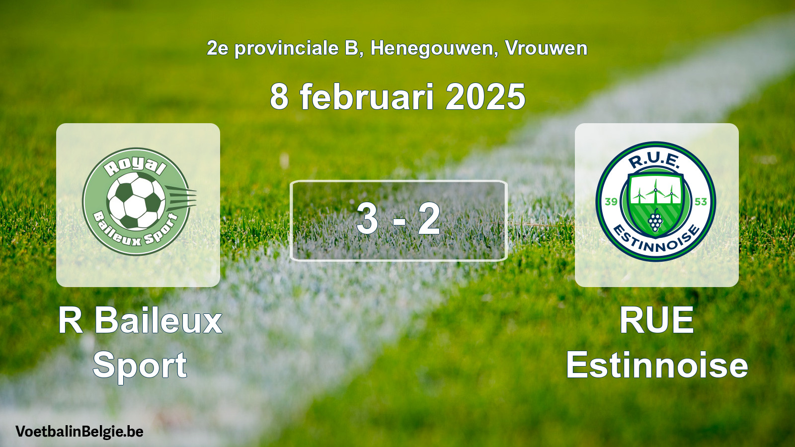 Gespeelde wedstrijd vrouwenvoetbal: R Baileux Sport - RUE Estinnoise 3 - 2 (8 februari 2025)