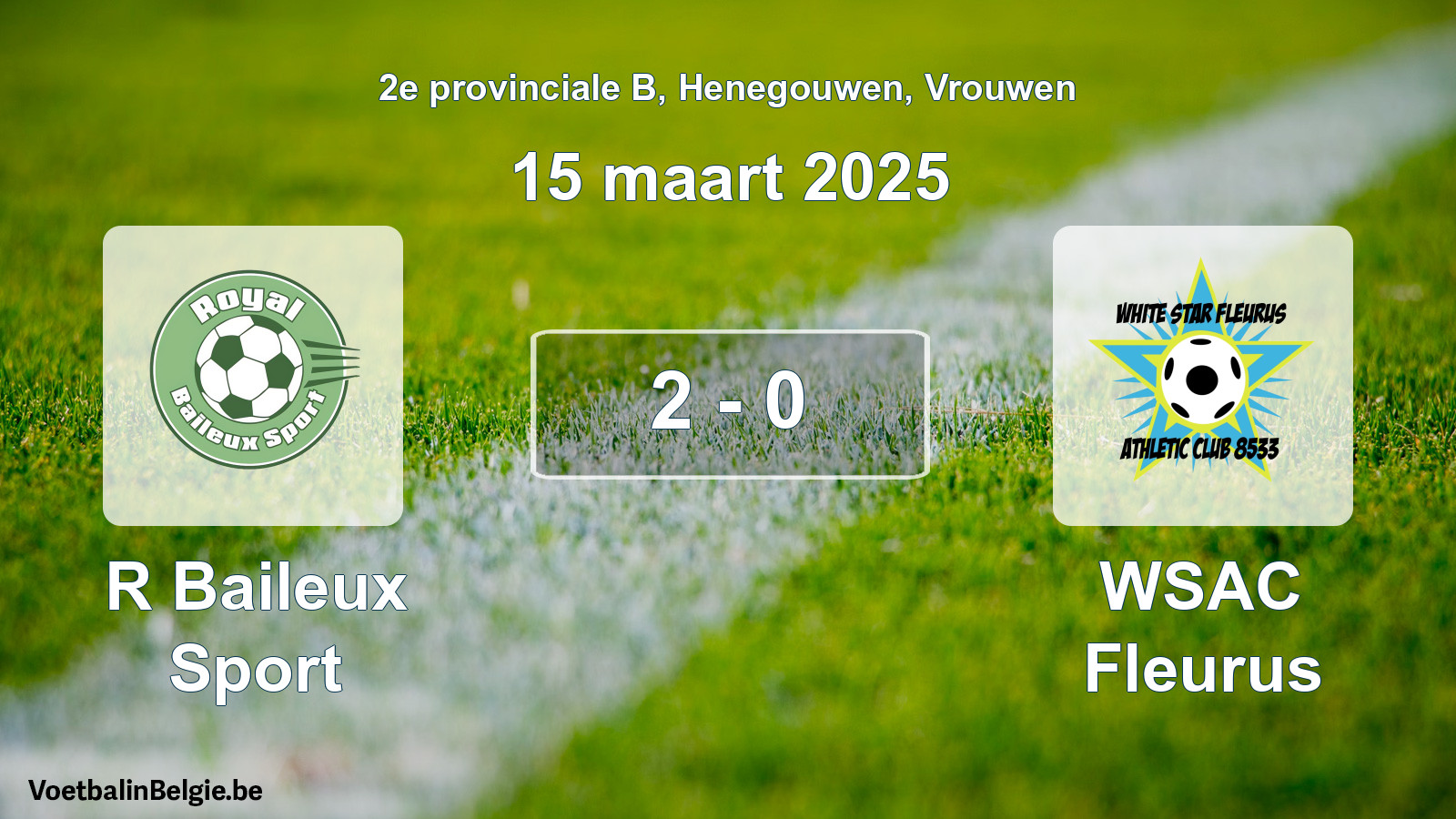 Gespeelde wedstrijd vrouwenvoetbal: R Baileux Sport - WSAC Fleurus 2 - 0 (15 maart 2025)