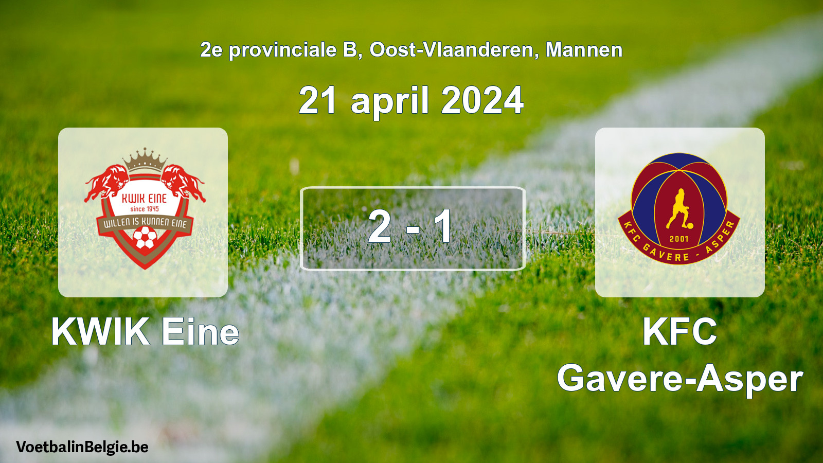 Gespeelde wedstrijd mannenvoetbal: KWIK Eine - KFC Gavere-Asper 2 - 1 (21 april 2024)