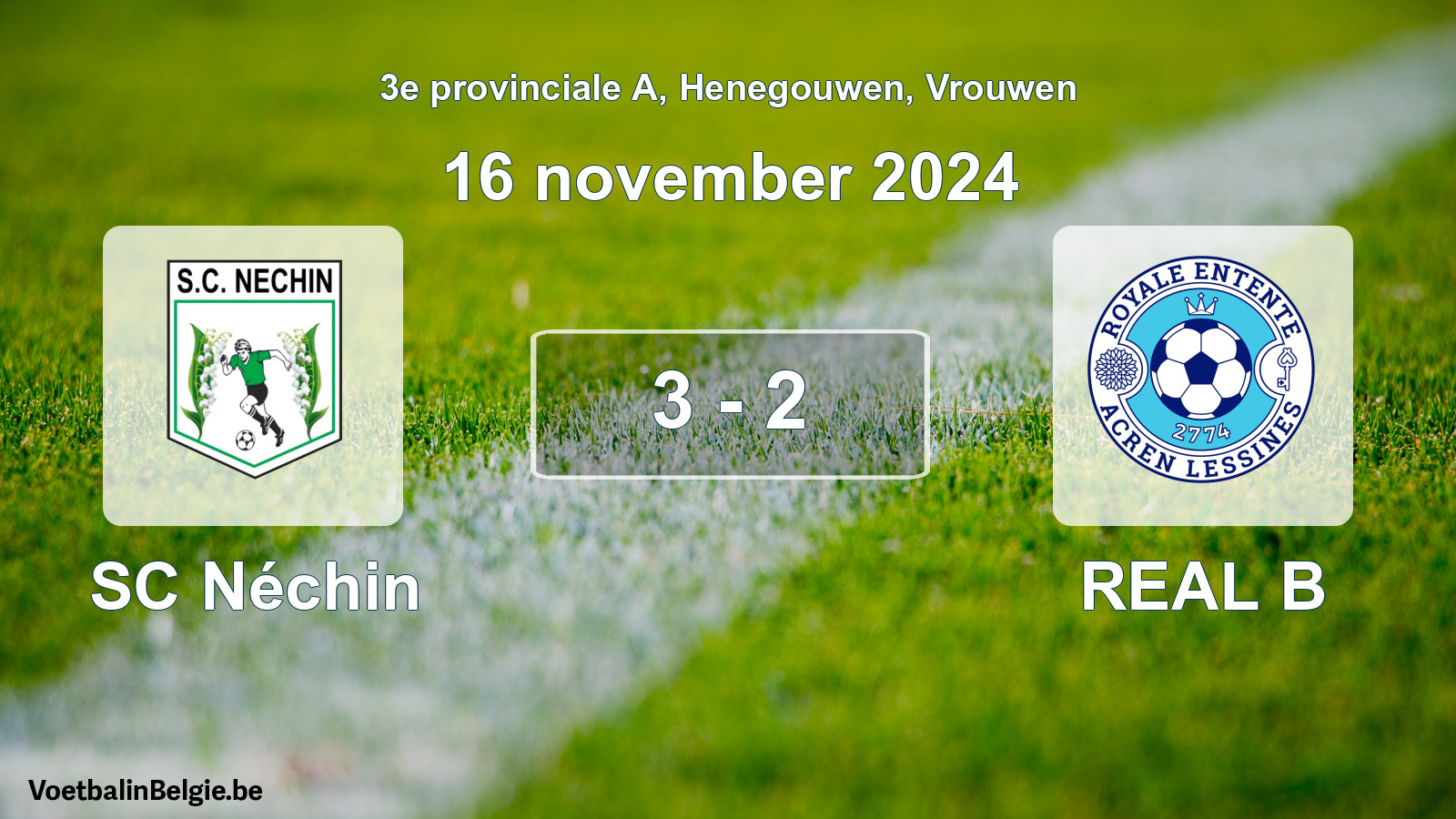 Gespeelde wedstrijd vrouwenvoetbal: SC Néchin - REAL B 3 - 2 (16 november 2024)