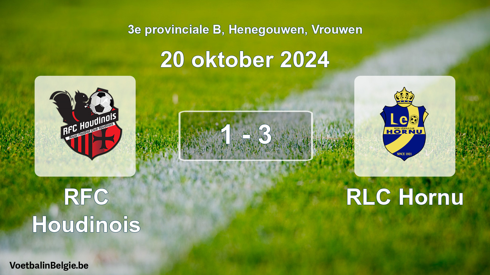 Gespeelde wedstrijd vrouwenvoetbal: RFC Houdinois - RLC Hornu 1 - 3 (20 oktober 2024)