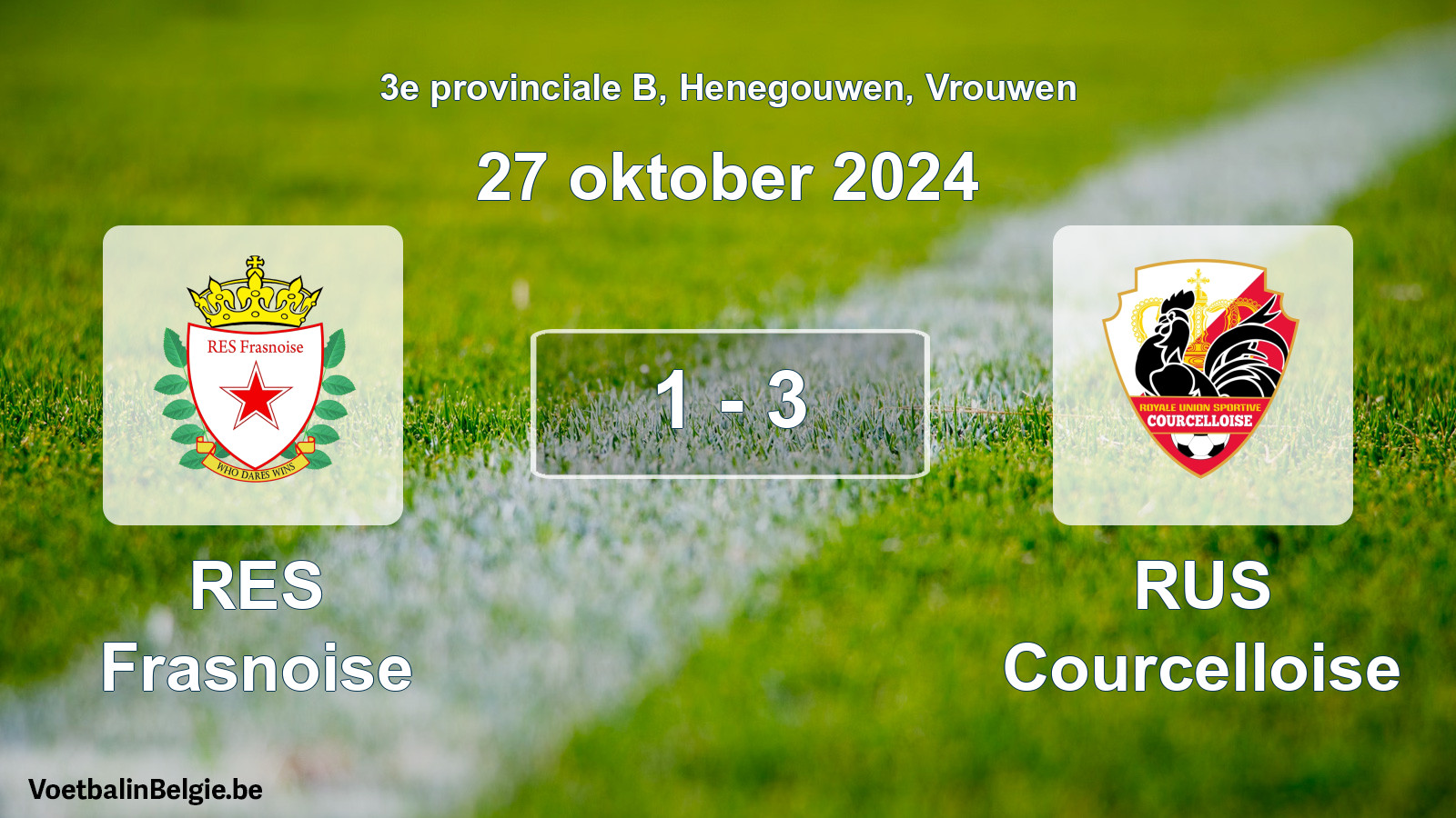 Gespeelde wedstrijd vrouwenvoetbal: RES Frasnoise - RUS Courcelloise 1 - 3 (27 oktober 2024)