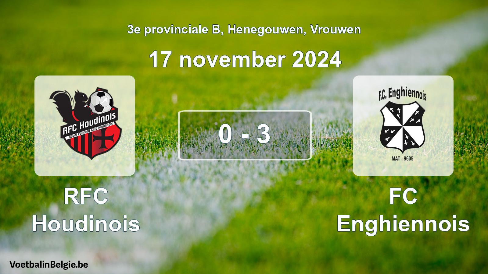 Gespeelde wedstrijd vrouwenvoetbal: RFC Houdinois - FC Enghiennois 0 - 3 (17 november 2024)