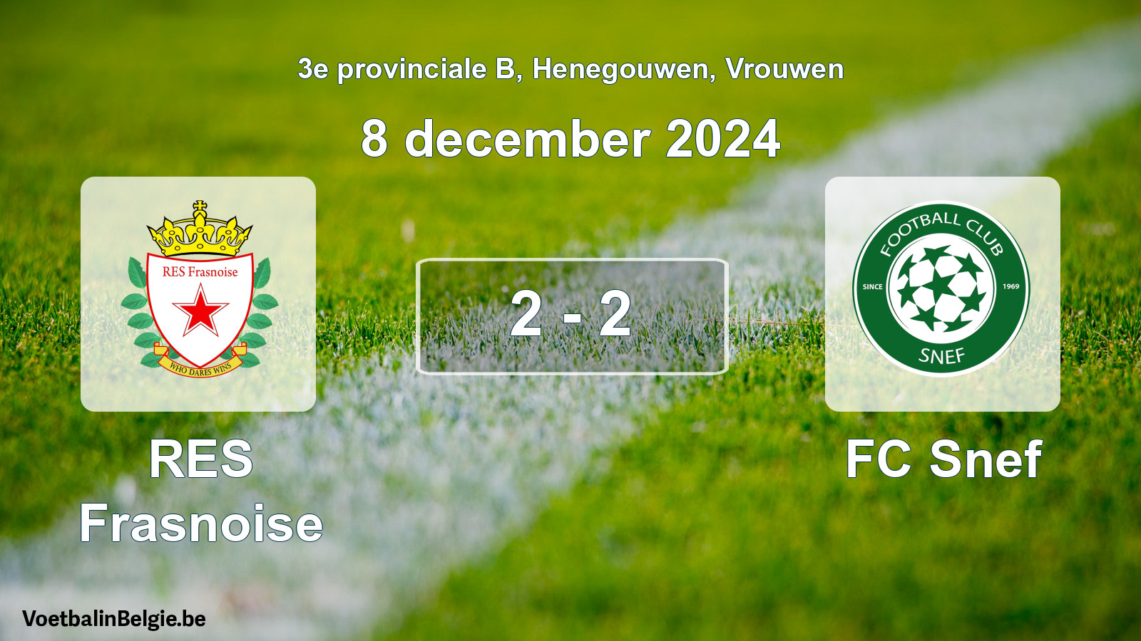 Gespeelde wedstrijd vrouwenvoetbal: RES Frasnoise - FC Snef 2 - 2 (8 december 2024)